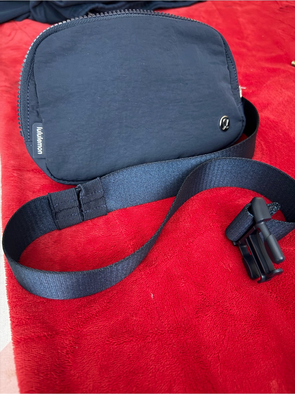 lululemon athletica Black Nylon Belt Bag with Adjustable Webbing Strap